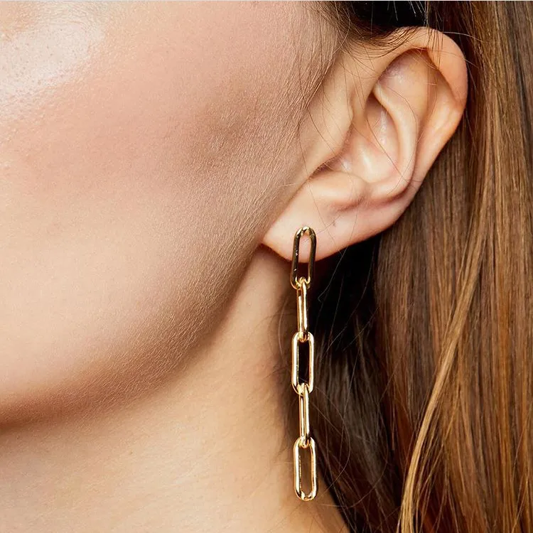 Fashion Copper Chain Geometric Dangle Earrings