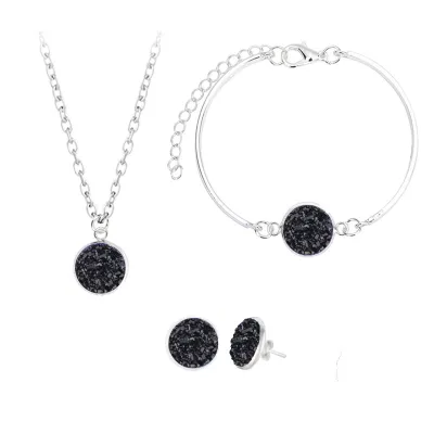 Colorful Crystal Design Necklace Earrings Bracelets Jewelry Set Unisex Simple Alloy