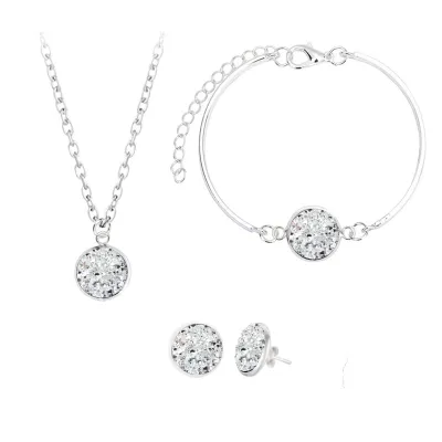 Colorful Crystal Design Necklace Earrings Bracelets Jewelry Set Unisex Simple Alloy