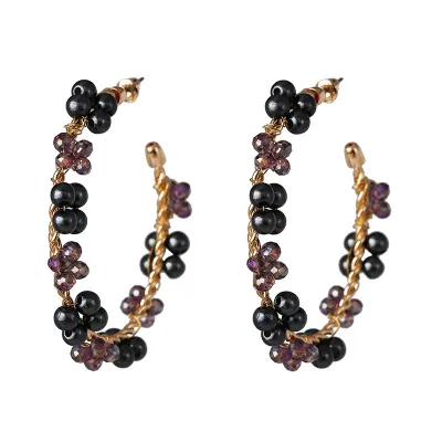 Fashion Handmade Pearl Decor Hoop Earrings for Women