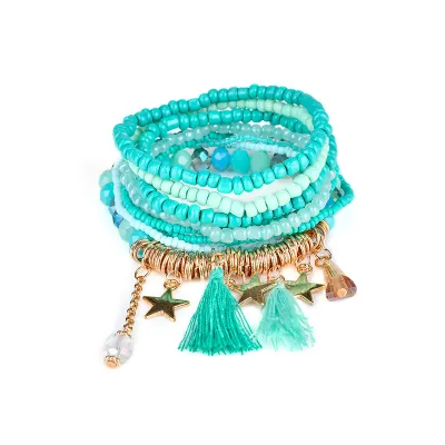 Bohemian Metal Star Pendant Tassel Decor Bracelets Set