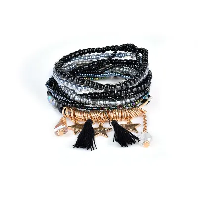 Bohemian Metal Star Pendant Tassel Decor Bracelets Set
