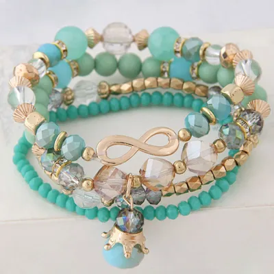 Fashion Crown Crystal Pendant Handmade Bohemian Bracelets Set for Women