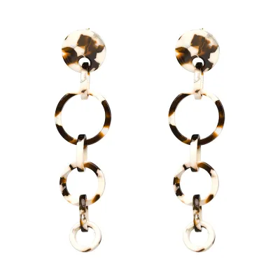 Geometric Circle Chain Acrylic Dangle Earrings Women's Fashion Plastic Resin Earrings
