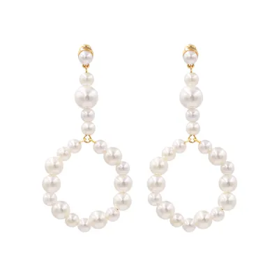 Geometric Pearl Dangle Earrings for Women