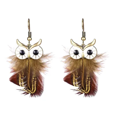 Bohemian Feather Fringe Long Section Tassel Earrings for Women