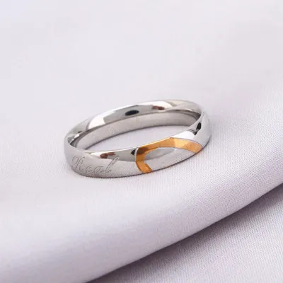 Titanium Steel Black Gold Heart Couple Rings Valentine Party