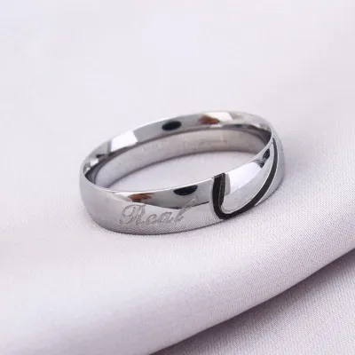 Titanium Steel Black Gold Heart Couple Rings Valentine Party