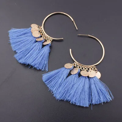Semi-Circular Fringe Pendant Tassel Alloy Earrings for Women