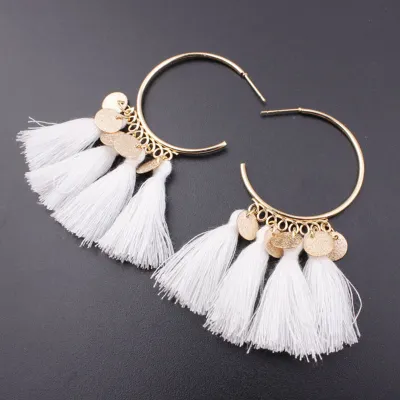 Semi-Circular Fringe Pendant Tassel Alloy Earrings for Women