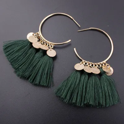 Semi-Circular Fringe Pendant Tassel Alloy Earrings for Women
