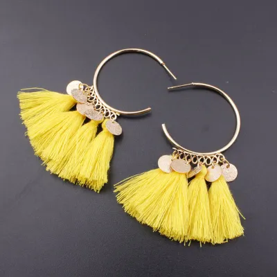 Semi-Circular Fringe Pendant Tassel Alloy Earrings for Women