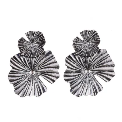 Punk Style Flower Pattern Metal Dangle Earrings for Women