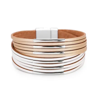 Women's Multilayer Magnetic Lock Geometric Bangles Bracelets