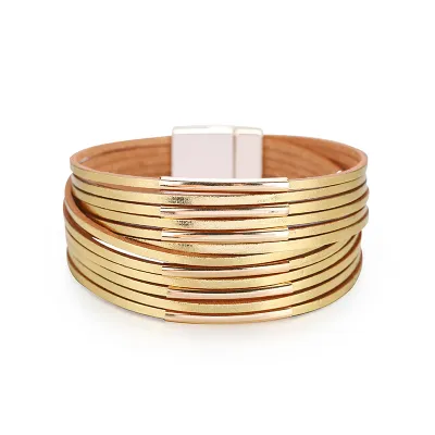 Women's Multilayer Magnetic Lock Geometric Bangles Bracelets