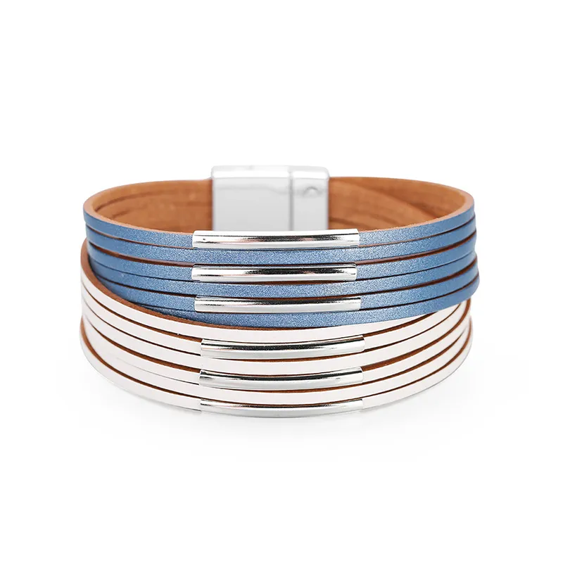 Women's Multilayer Magnetic Lock Geometric Bangles Bracelets