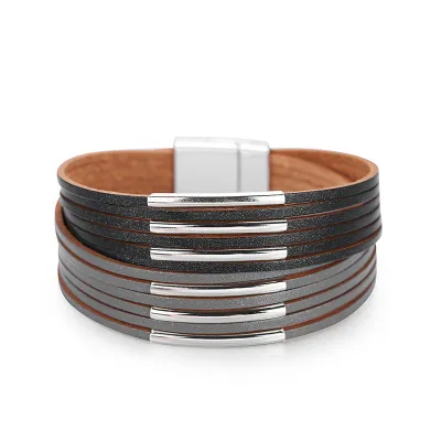 Women's Multilayer Magnetic Lock Geometric Bangles Bracelets