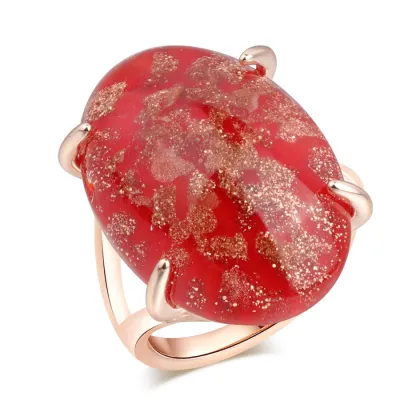 Vintage Copper Oval Teardrop Ring Unisex Simple