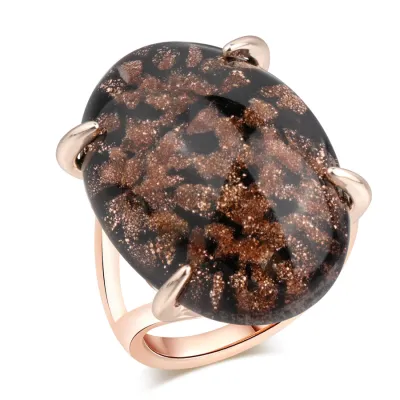 Vintage Copper Oval Teardrop Ring Unisex Simple
