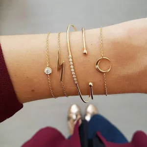 Unique Moon Lightning Design Full Diamond Bracelets Set for Women