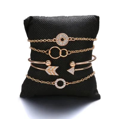 Arrow Design Crystal Decor Bracelets Set for Women