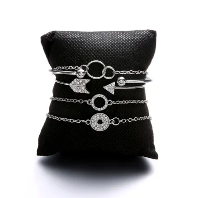 Arrow Design Crystal Decor Bracelets Set for Women