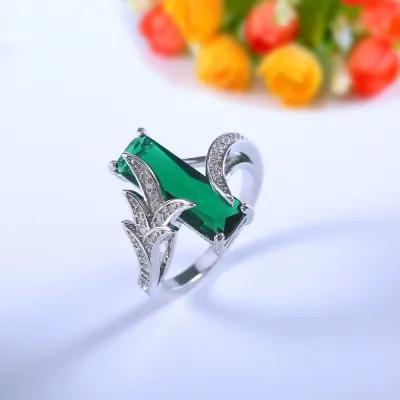 Creative Inlaid Rainbow Gemstone Ring for Women Geometric Copper
