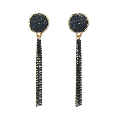 Fashion Geometric Design Long Metal Tassel Earrings for Women