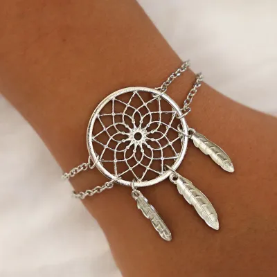 Vintage Dreamcatcher Geometric Design Metal Bracelet