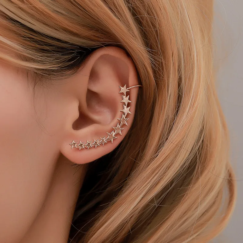Simple Star Chain Design Metal Ear Clip For Women Fashion OL
