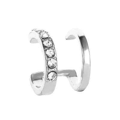 U-Shaped Rhinestone Decor Double Layer Ear Clip Fashion Women Copper Ear Cuff