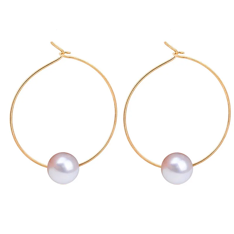 Simple Pearl Decor Hoop Earrings for Women