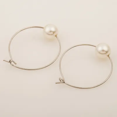 Simple Pearl Decor Hoop Earrings for Women