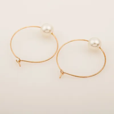 Simple Pearl Decor Hoop Earrings for Women