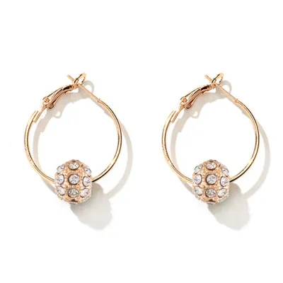 Colorful Rhinestone Lucky Beads Pendant Hoop Earrings