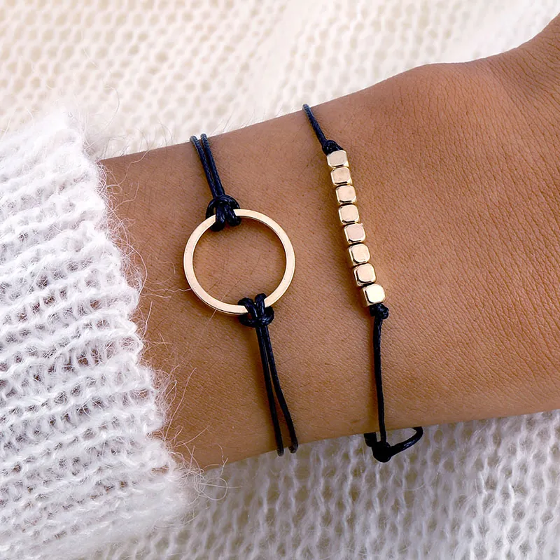 Simple Hand-Woven Adjustable Cotton Bracelet Geometric Women's Fashion