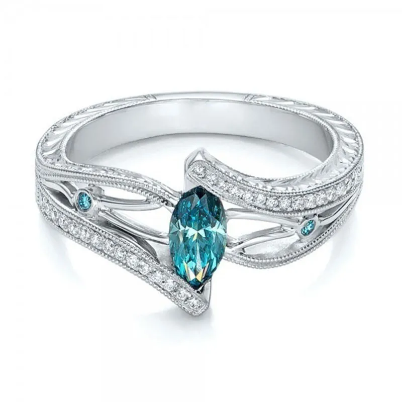 Creative Aquamarine Decor Engagement Ring