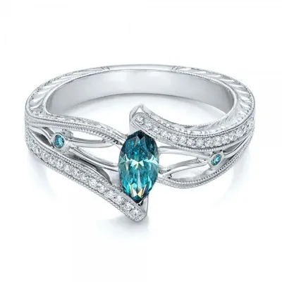 Creative Aquamarine Decor Engagement Ring