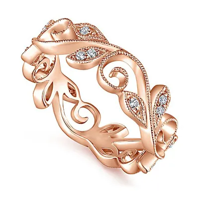 Creative Leaf Pattern Zircon Decor Copper Ring for Women