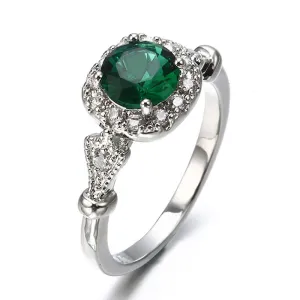 Exquisite Green Crystal Decor Geometric Ring for Women