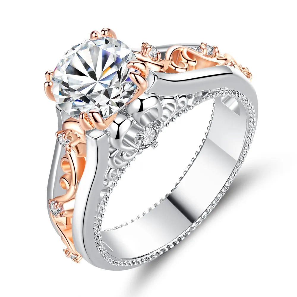 Exquisite Shinny Rhinestone Geometric Copper Ring for Women
