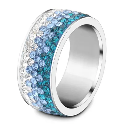 Creative Gradient Color Full Diamond Design Titanium Steel Geometric Women's Ring