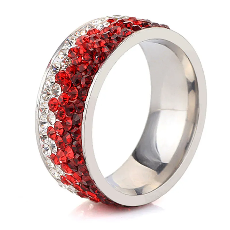 Creative Gradient Color Full Diamond Design Titanium Steel Geometric Women's Ring