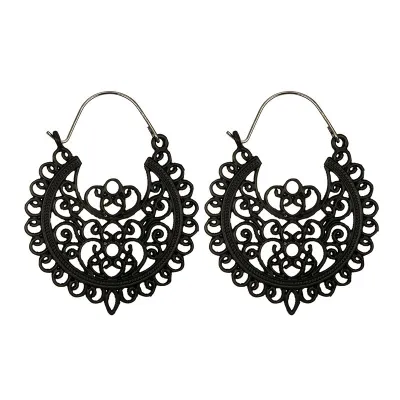 Vintage Hollow Out Geometric Pattern Hoop Earrings for Women