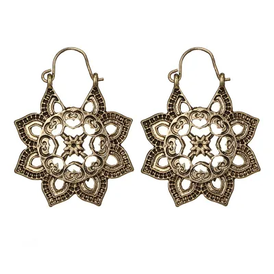 Ethnic Hollow Out Flower Dangle Earrings for Women