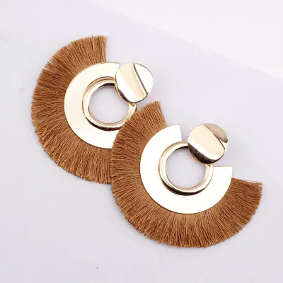 Ethnic Style Exaggerated Tassel Metal Alloy Earrings for Women