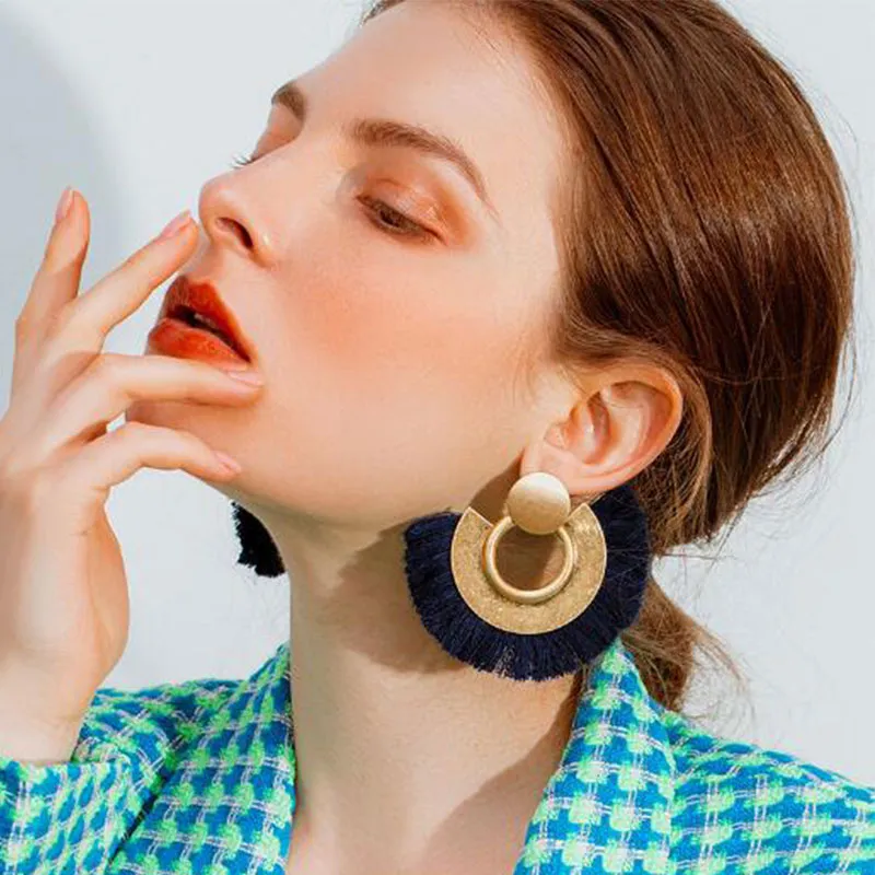 Ethnic Style Exaggerated Tassel Metal Alloy Earrings for Women