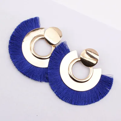 Ethnic Style Exaggerated Tassel Metal Alloy Earrings for Women
