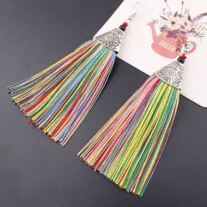 Temperament Long Section Tassel Alloy Women's Earrings