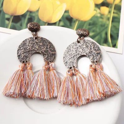 Vintage Lace Tassel Pendant Dangle Earrings for Women